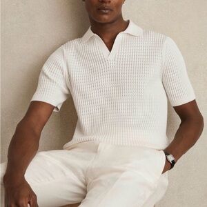 J. Crew Men's Cream Knit Polo Shirt